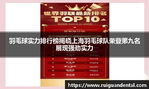 羽毛球实力排行榜揭晓上海羽毛球队荣登第九名展现强劲实力